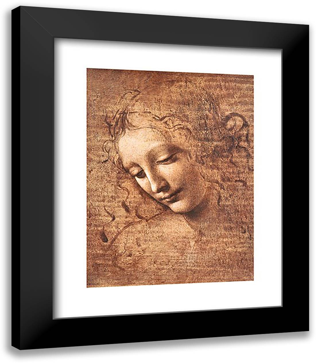 Female Head (La Scapigliata), 15x18 Black Modern Wood Framed Art Print Poster by da Vinci, Leonardo