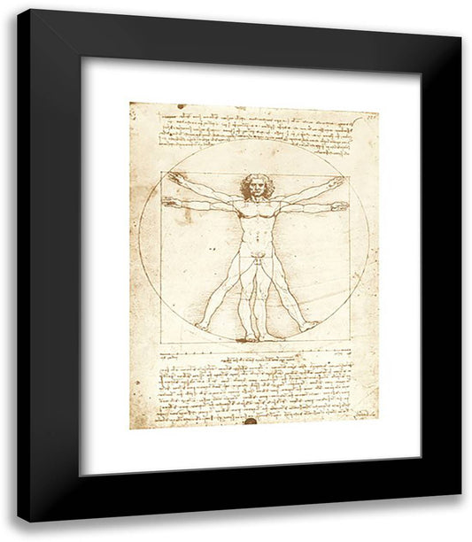 Vitruvian Man, 1492 15x18 Black Modern Wood Framed Art Print Poster by da Vinci, Leonardo