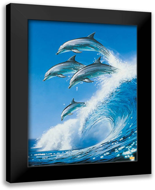 Born Free Dolphin - Surf 28x40 Black Modern Wood Framed Art Print Poster