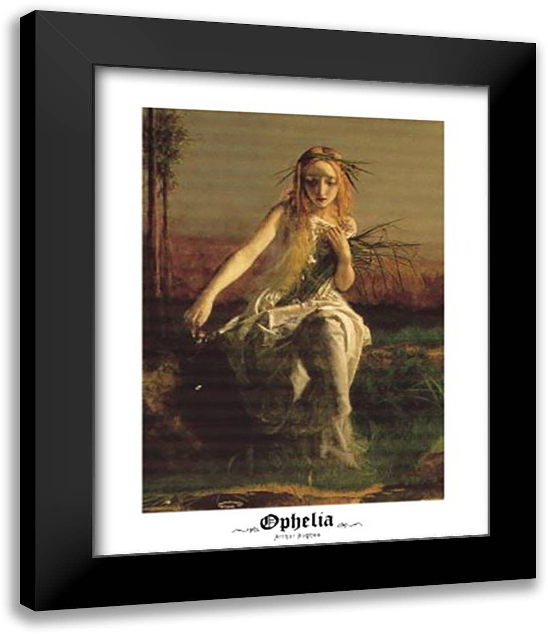 Ophelia (Detail) 15x18 Black Modern Wood Framed Art Print Poster by Hughes, Arthur