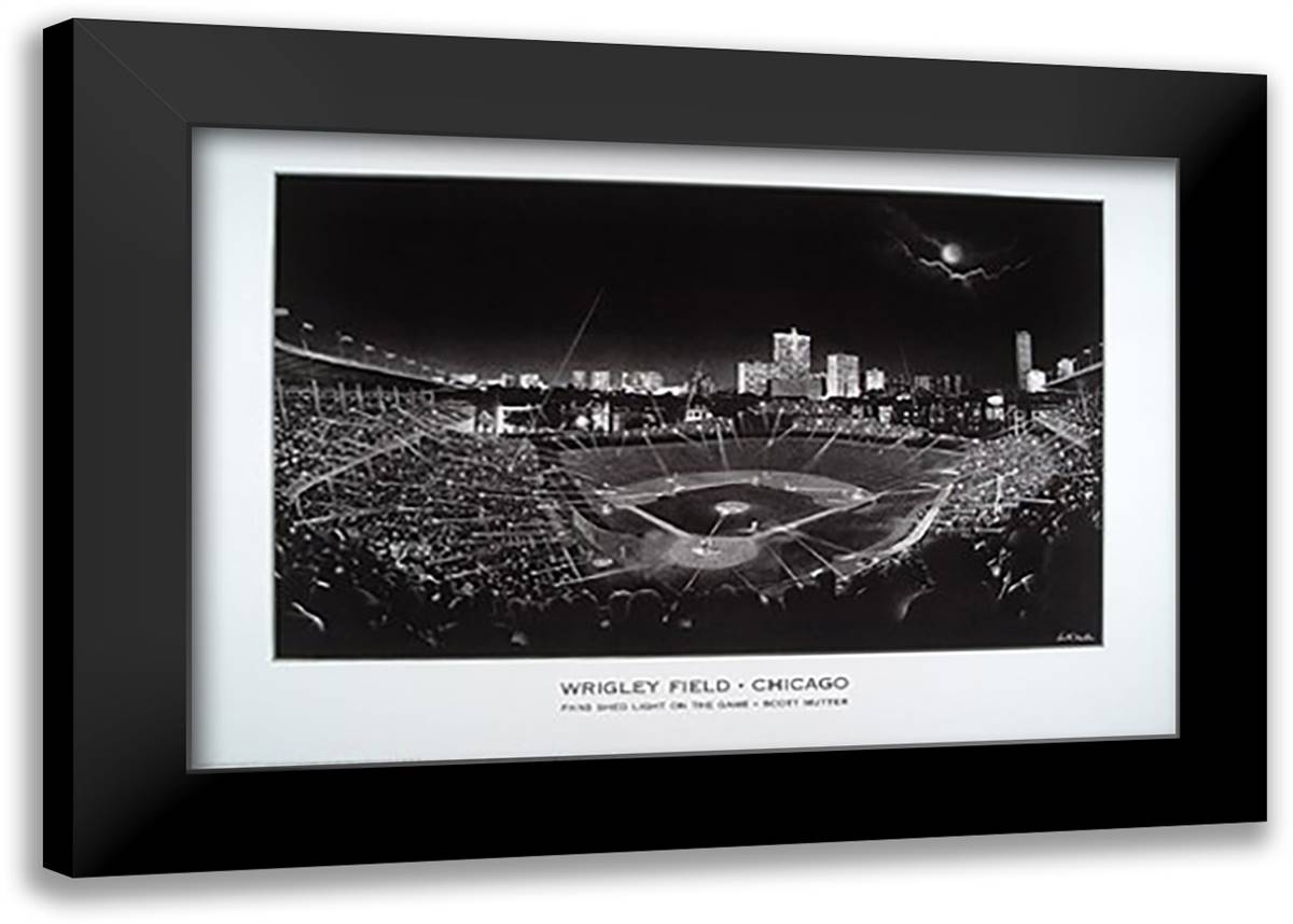 Fans Shed Light On The Game 40x28 Black Modern Wood Framed Art Print Poster by Mutter, Scott