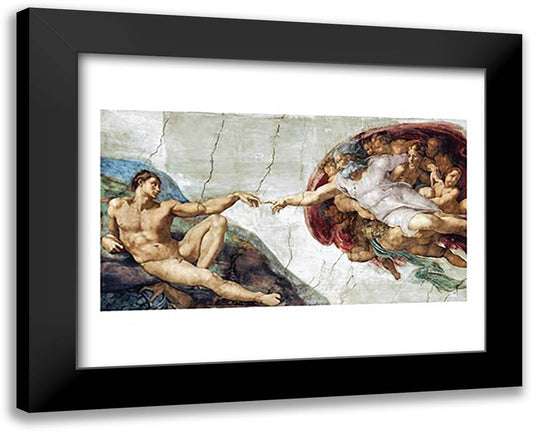 The Creation Of Adam 18x15 Black Modern Wood Framed Art Print Poster by Michelangelo