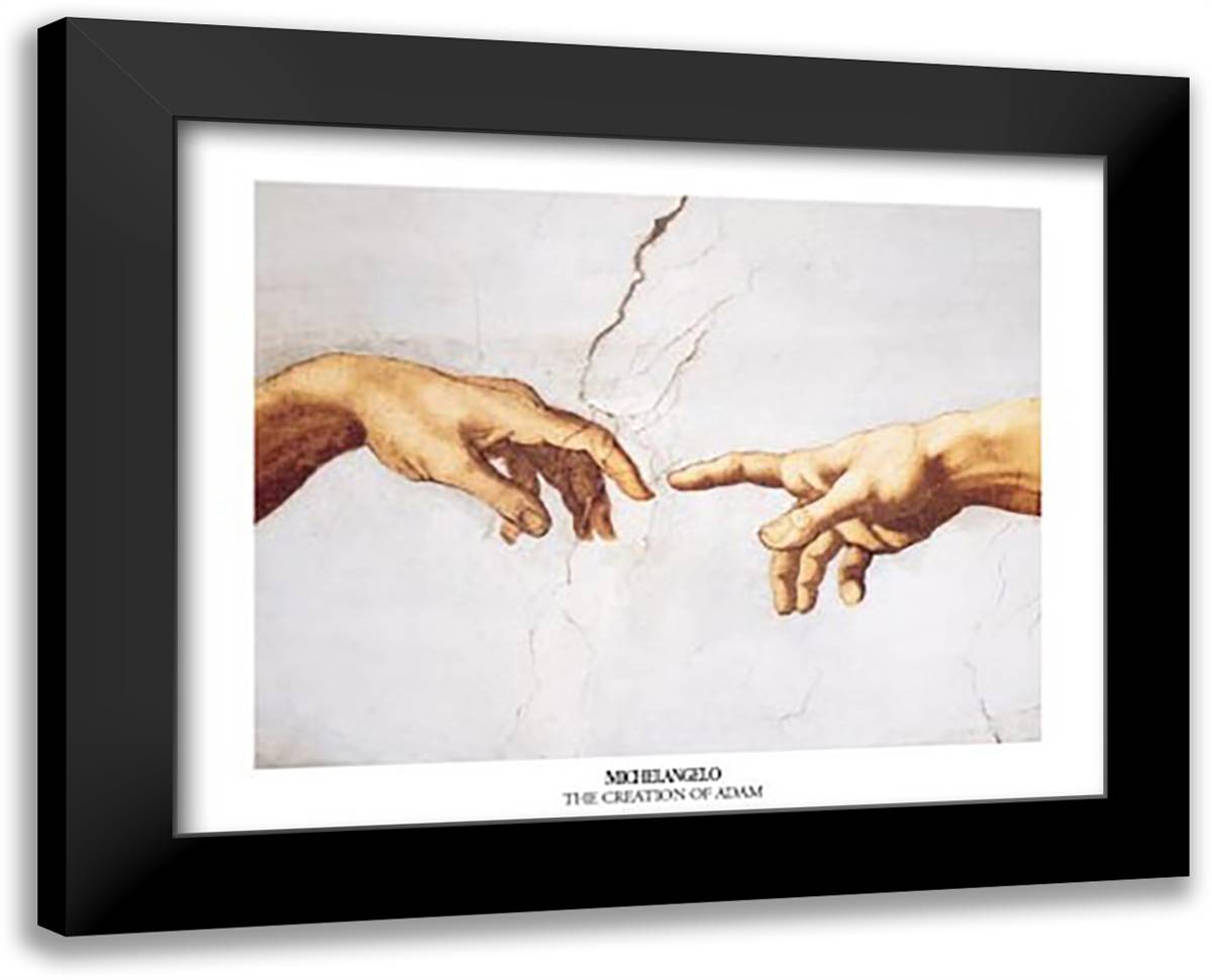 The Creation Of Adam (Detail) 18x15 Black Modern Wood Framed Art Print Poster by Michelangelo