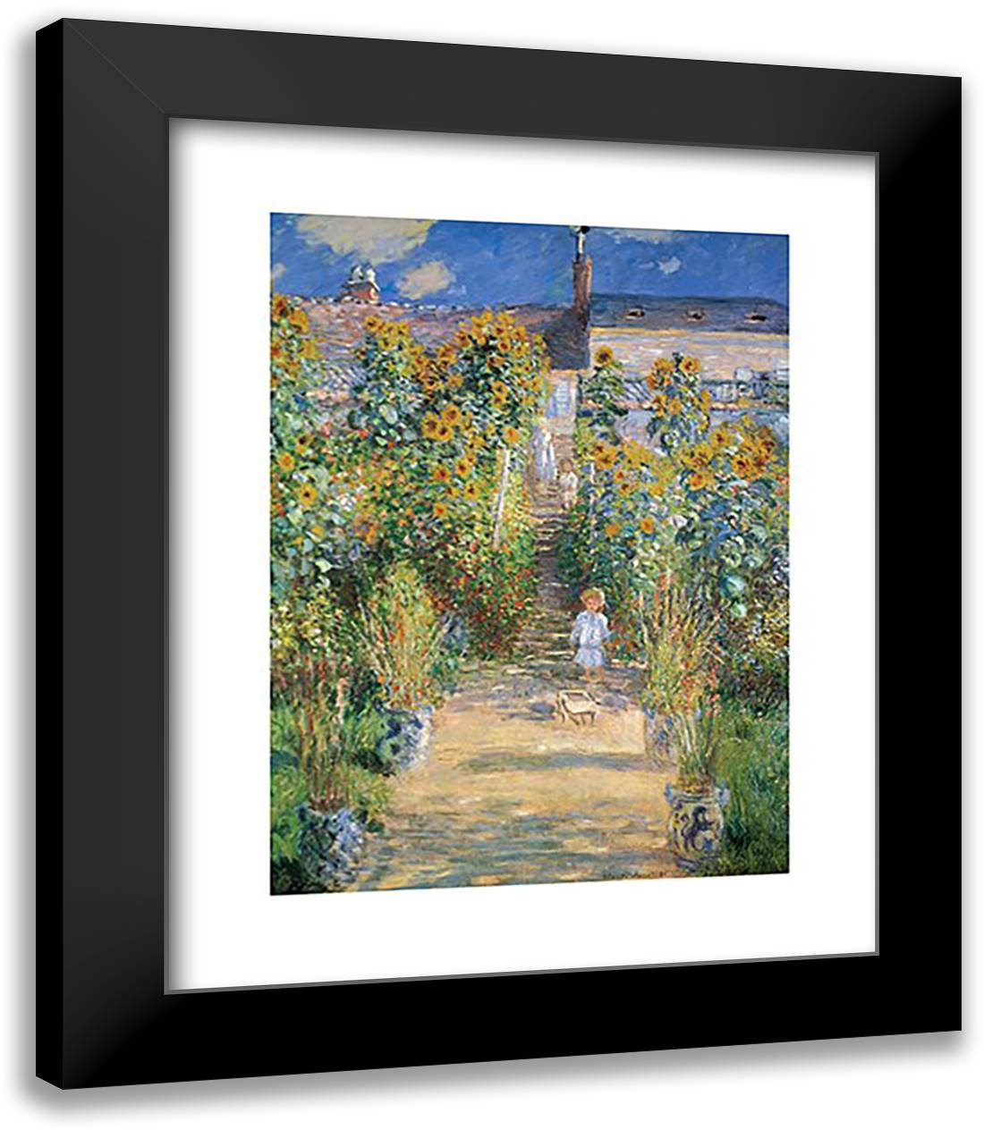 Garden At Vetreuil 15x18 Black Modern Wood Framed Art Print Poster by Monet, Claude