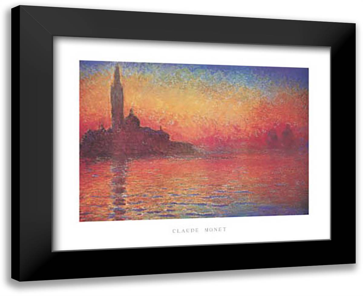 Dusk in Venice 18x15 Black Modern Wood Framed Art Print Poster by Monet, Claude