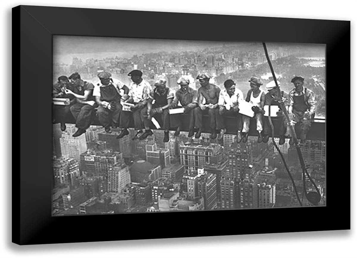 Lunchtime Atop a Skyscraper, c.1932 38x28 Black Modern Wood Framed Art Print Poster by Ebbets, Charles C.