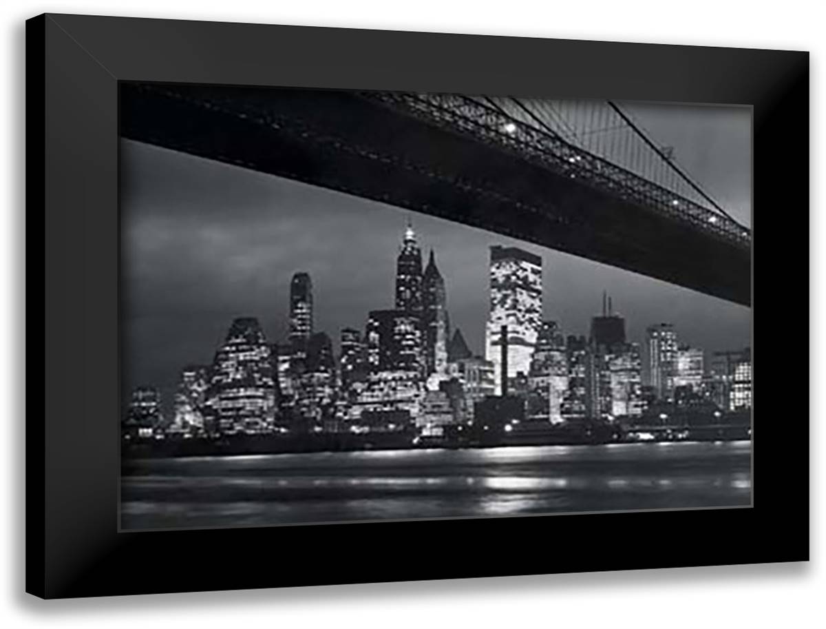 New York Skyline 38x28 Black Modern Wood Framed Art Print Poster