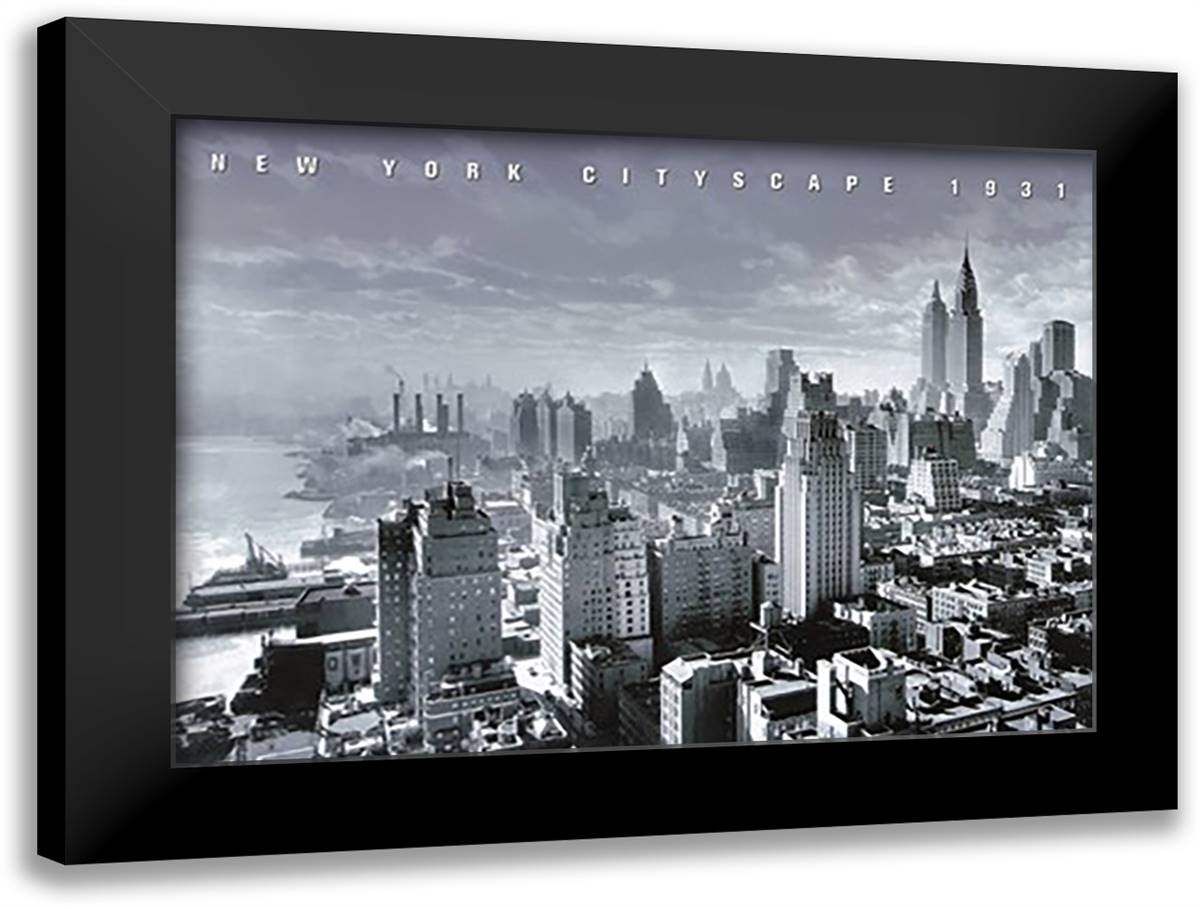New York Cityscape, c.1931 40x28 Black Modern Wood Framed Art Print Poster