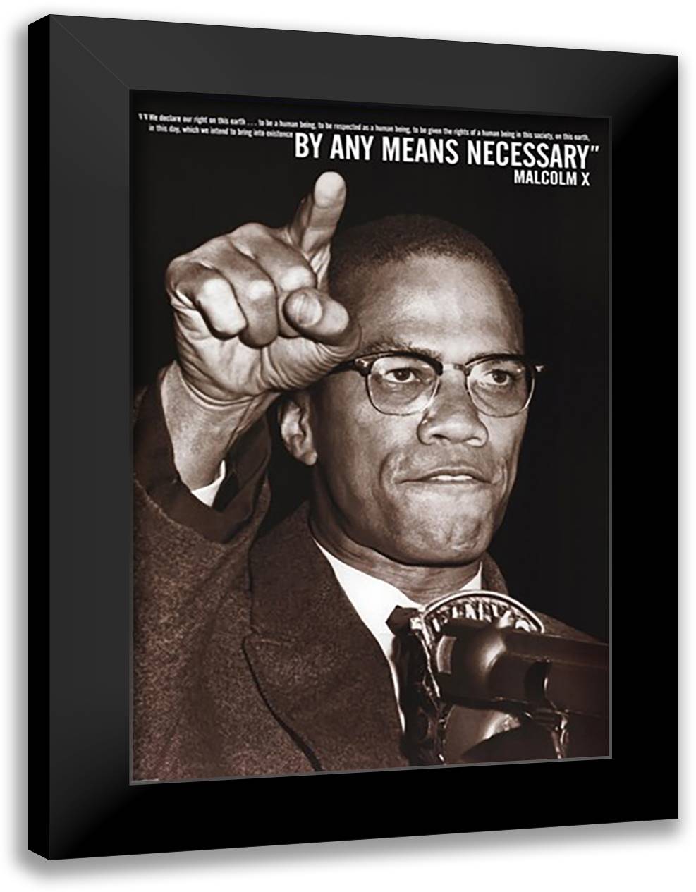 By Any Means - Malcolm X 28x38 Black Modern Wood Framed Art Print Poster