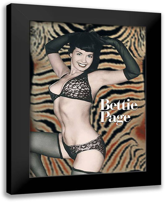 Bettie Page (Zebra) 28x38 Black Modern Wood Framed Art Print Poster