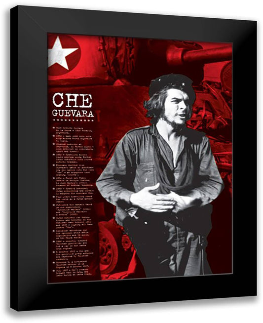 Che Guevara - Facts 28x38 Black Modern Wood Framed Art Print Poster