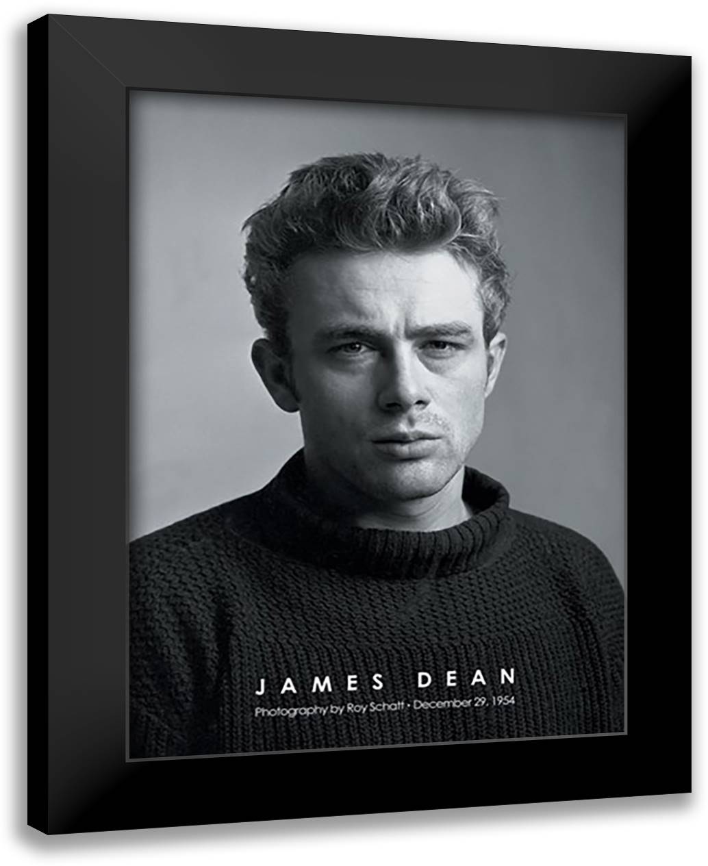 James Dean - Portrait 28x38 Black Modern Wood Framed Art Print Poster