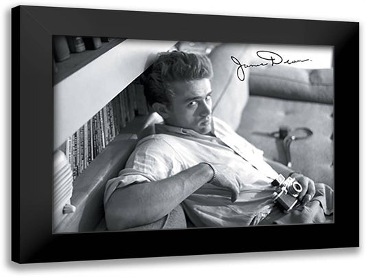 James Dean (camera) 40x28 Black Modern Wood Framed Art Print Poster