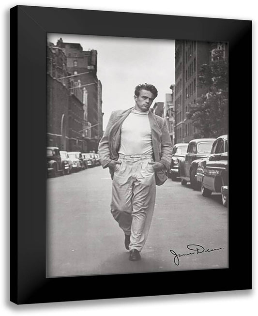 James Dean - Walking 28x38 Black Modern Wood Framed Art Print Poster