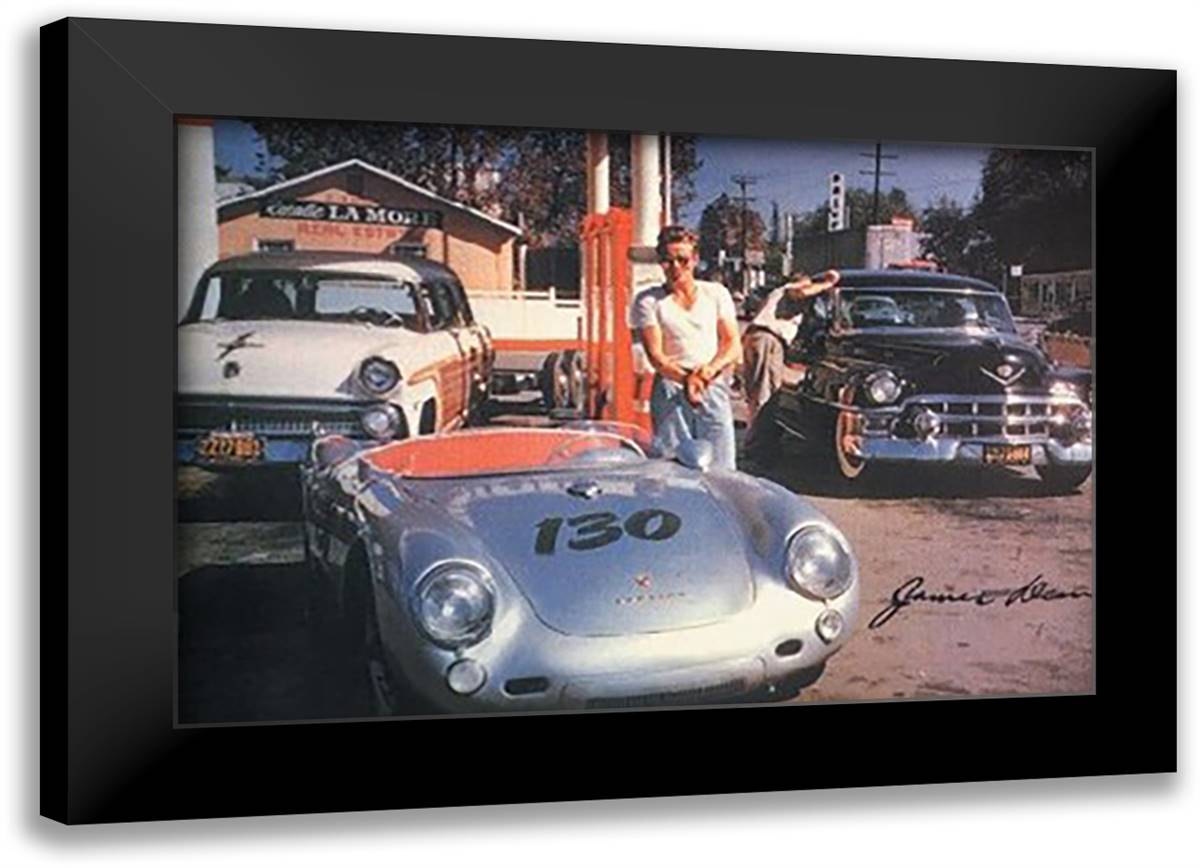 James Dean - Car 40x28 Black Modern Wood Framed Art Print Poster