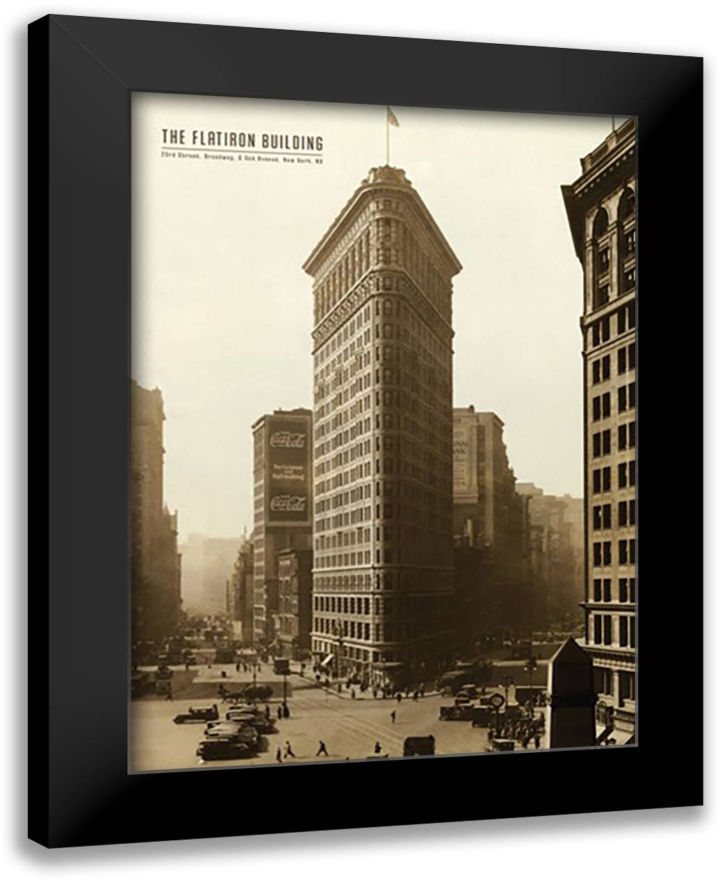 Flat Iron Building 28x40 Black Modern Wood Framed Art Print Poster