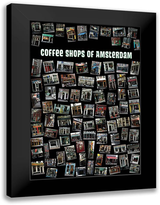 Coffee Shops Of Amsterdam 28x40 Black Modern Wood Framed Art Print Poster