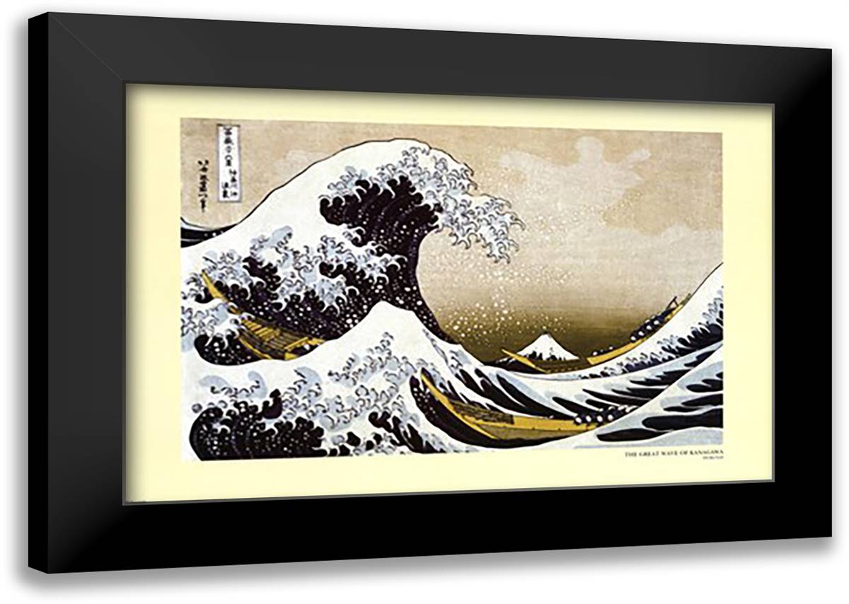 The Great Wave off Kanagawa, c.1830 40x28 Black Modern Wood Framed Art Print Poster by Hokusai, Katsushika