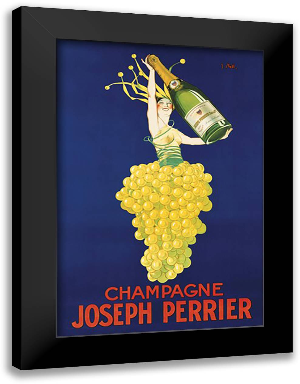 Champagne Perrier 28x40 Black Modern Wood Framed Art Print Poster