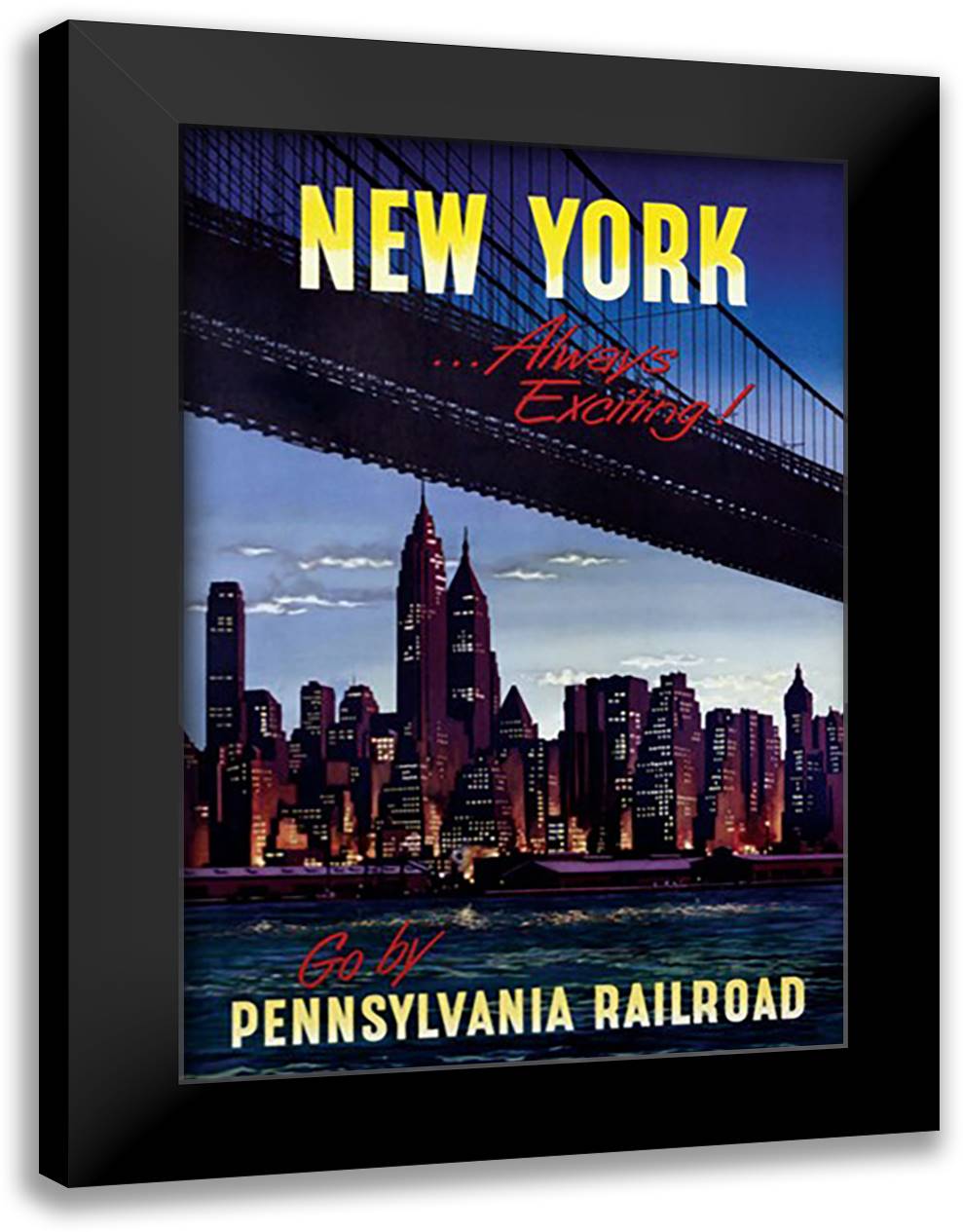 New York (Always Exciting) 28x40 Black Modern Wood Framed Art Print Poster