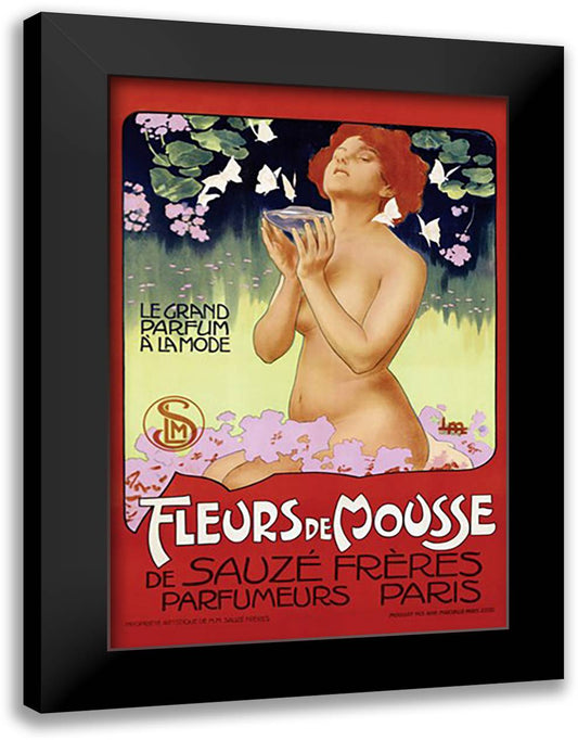 Fleurs de Mousse 28x40 Black Modern Wood Framed Art Print Poster