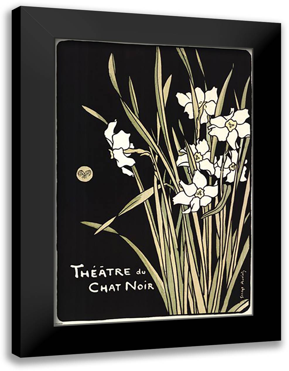 Theatre Du Chat Noir 28x40 Black Modern Wood Framed Art Print Poster by Steinlen, Theophile-Alexandre