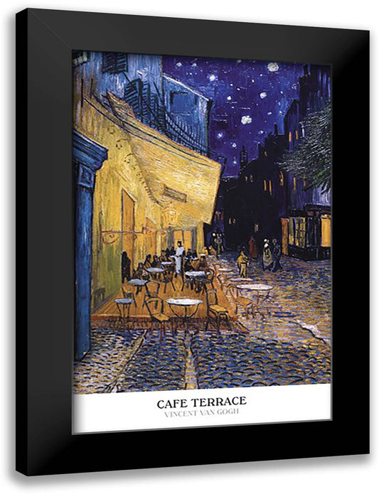 The Cafe Terrace on the Place du Forum, Arles, at Night, c.1888 28x40 Black Modern Wood Framed Art Print Poster by Van Gogh, Vincent