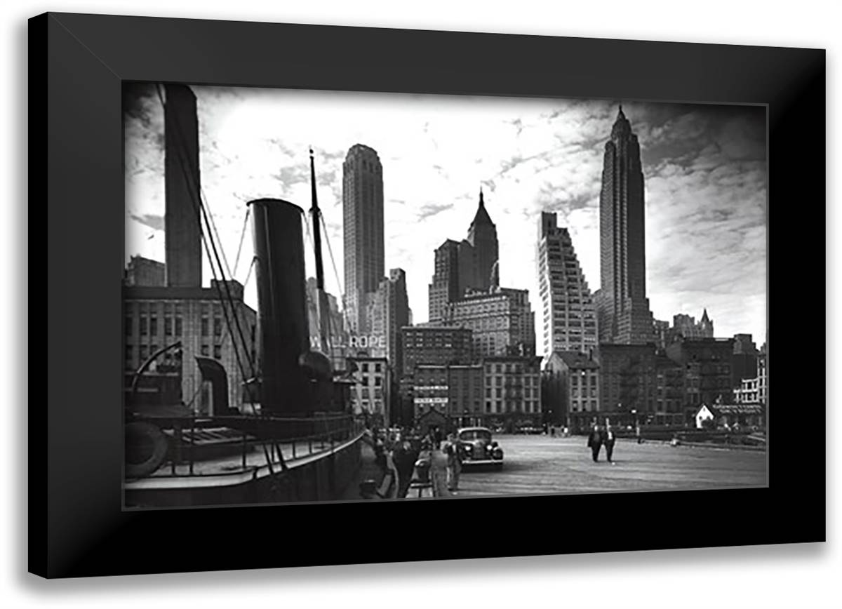 New York Pier, c.1937 40x28 Black Modern Wood Framed Art Print Poster