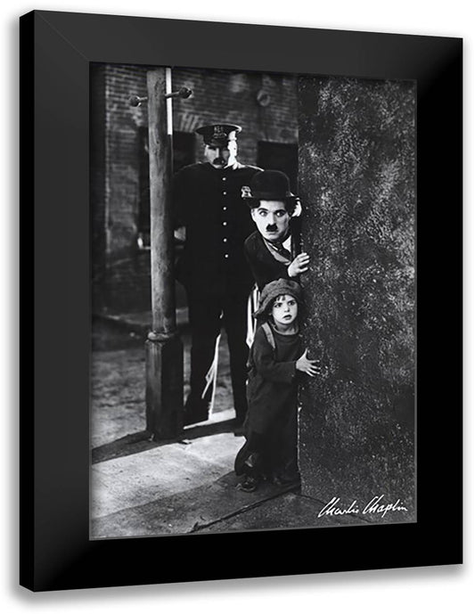 Charlie Chaplin - The Kid 28x40 Black Modern Wood Framed Art Print Poster