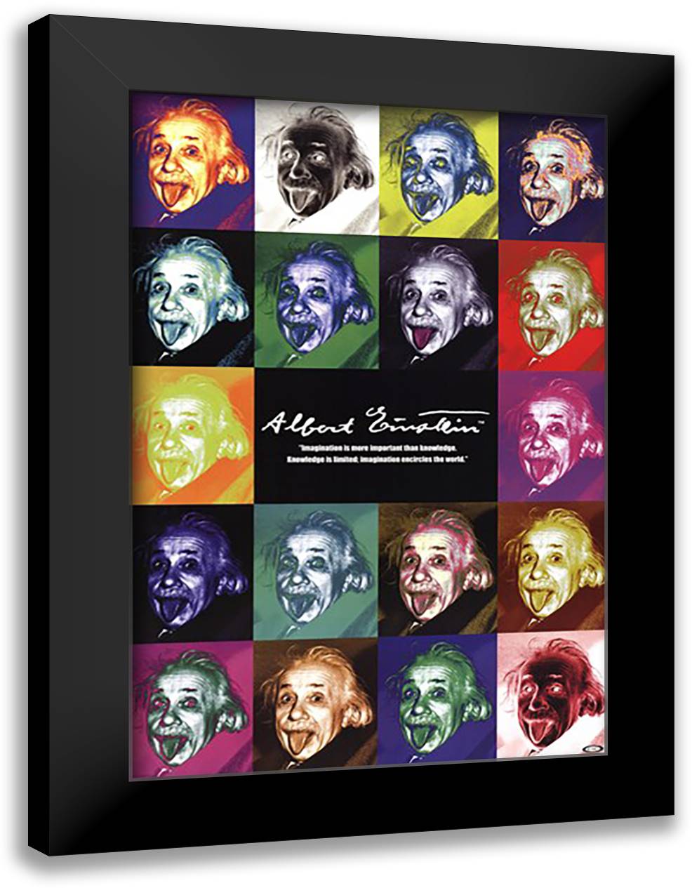 Albert Einstein - Pop Art 28x40 Black Modern Wood Framed Art Print Poster