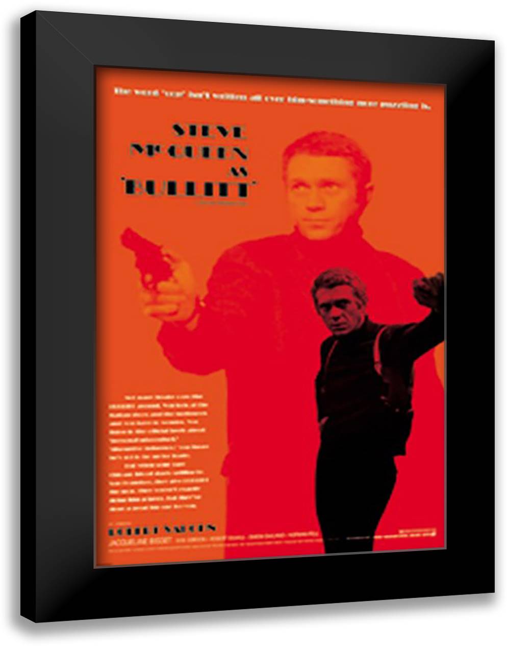 Steve McQueen - Bullitt 28x40 Black Modern Wood Framed Art Print Poster