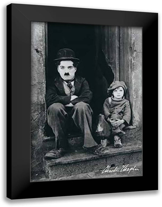 Charlie Chaplin (Doorway) 28x40 Black Modern Wood Framed Art Print Poster