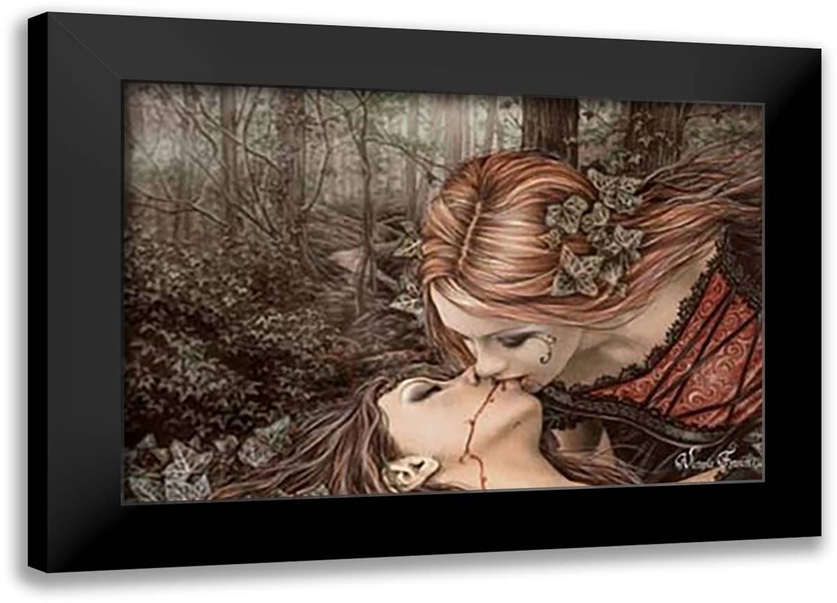 Kiss 40x28 Black Modern Wood Framed Art Print Poster by Frances, Victoria