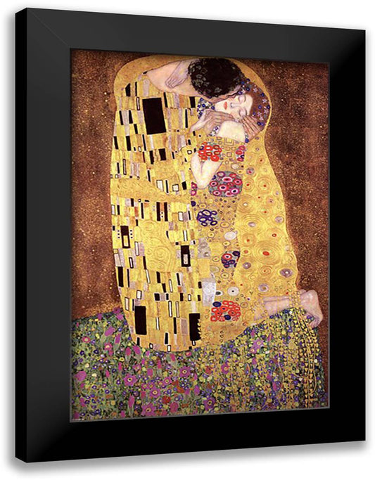 The Kiss 28x40 Black Modern Wood Framed Art Print Poster by Klimt, Gustav