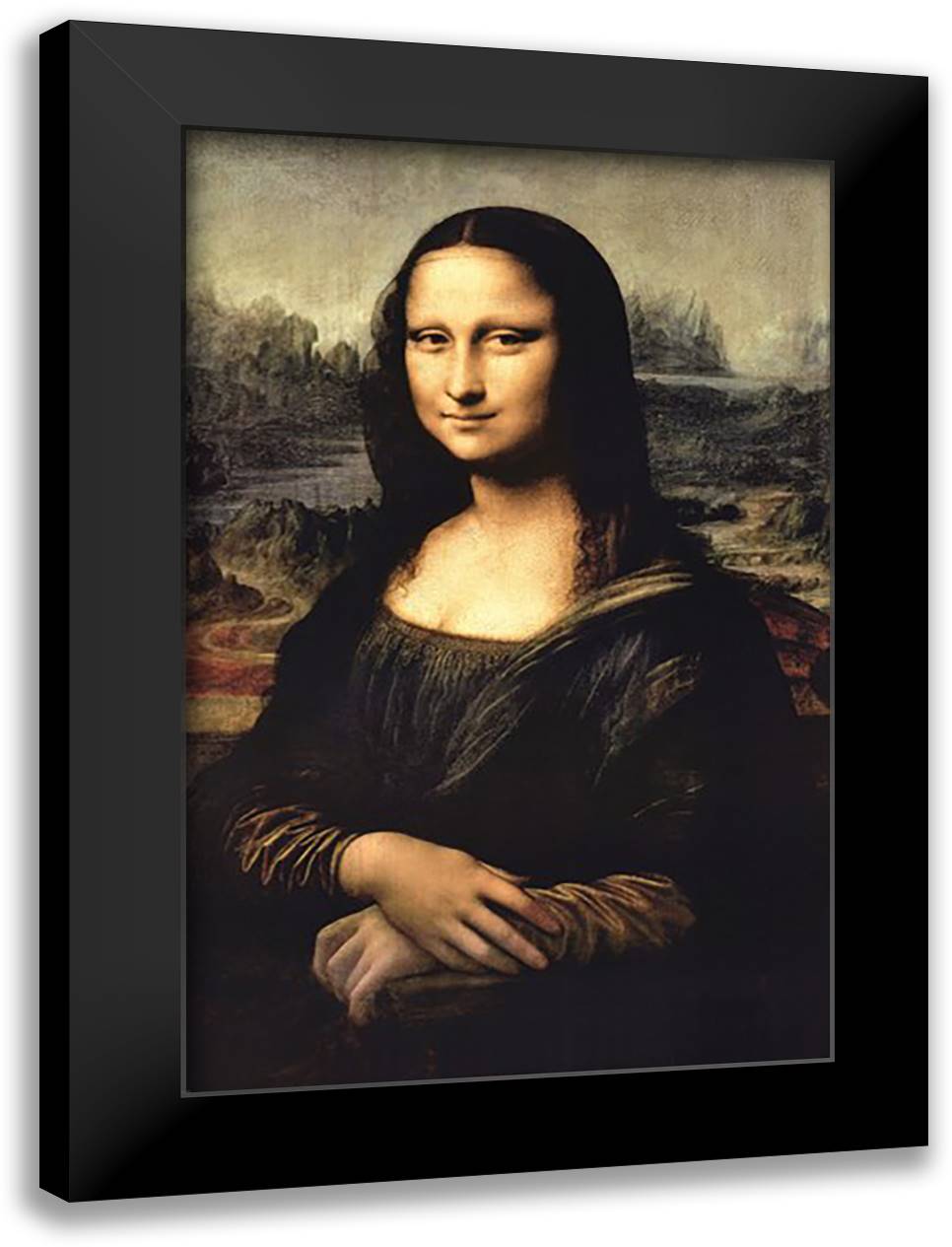 Mona Lisa, c.1507 28x40 Black Modern Wood Framed Art Print Poster by da Vinci, Leonardo