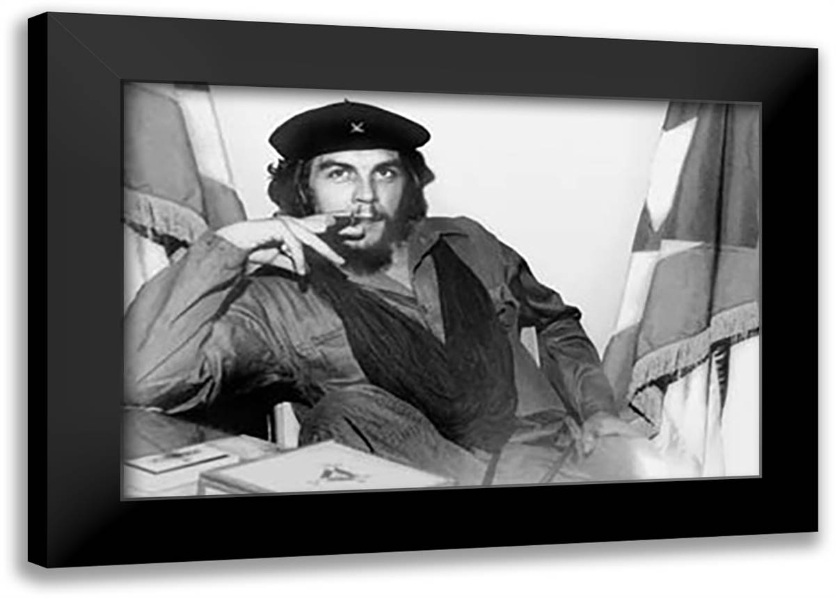 Che Guevara (Cigar) 40x28 Black Modern Wood Framed Art Print Poster