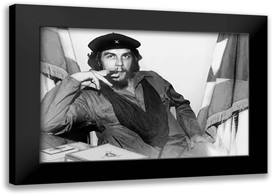 Che Guevara (Cigar) 40x28 Black Modern Wood Framed Art Print Poster