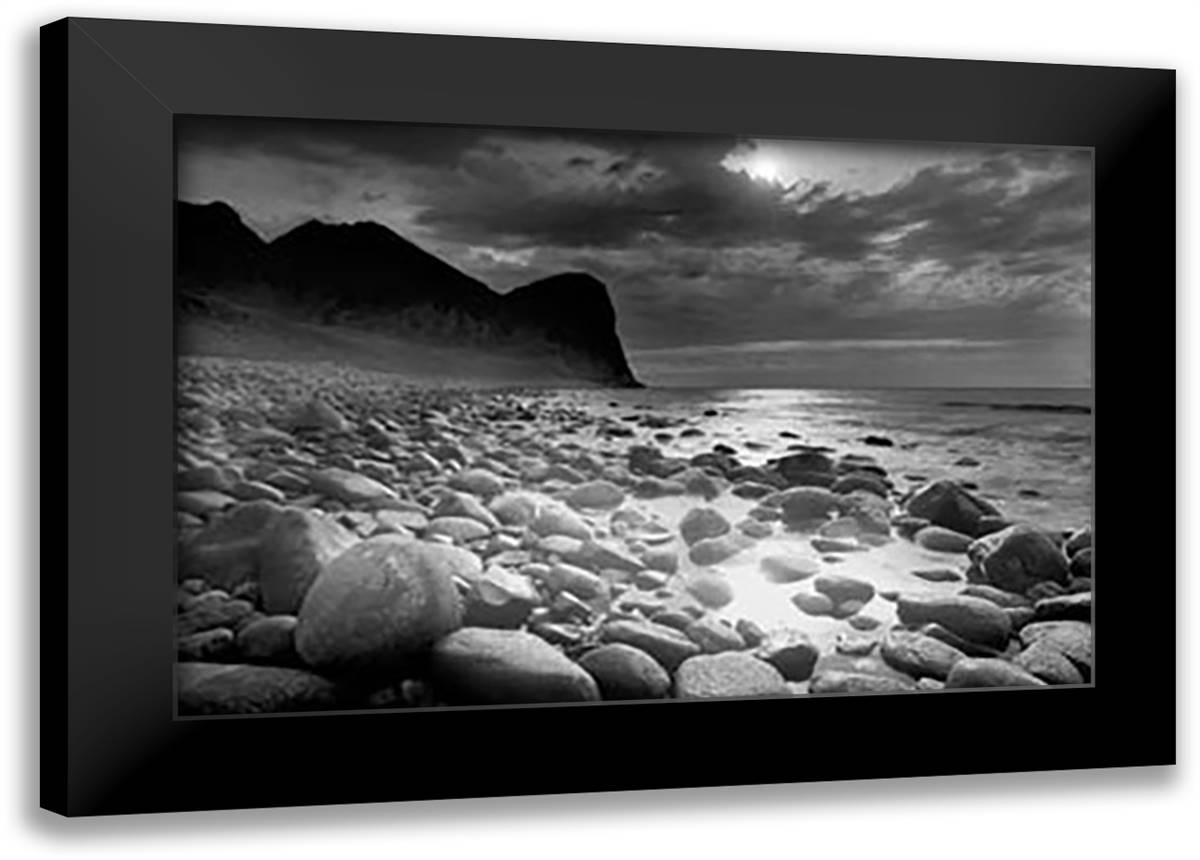 Pebble Beach - Oliver Meriel 40x28 Black Modern Wood Framed Art Print Poster