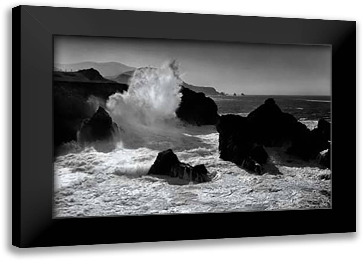 Big Sur-Coastline (California) 40x28 Black Modern Wood Framed Art Print Poster