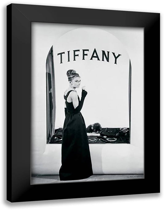 Audrey Hepburn - Tiffany 28x40 Black Modern Wood Framed Art Print Poster