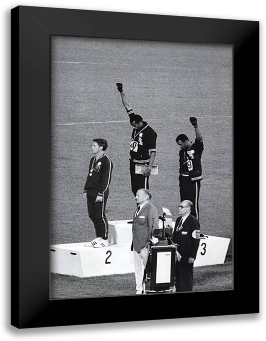 Black Power Salute 28x40 Black Modern Wood Framed Art Print Poster