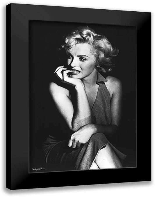 Marilyn Monroe (Sitting) 28x40 Black Modern Wood Framed Art Print Poster