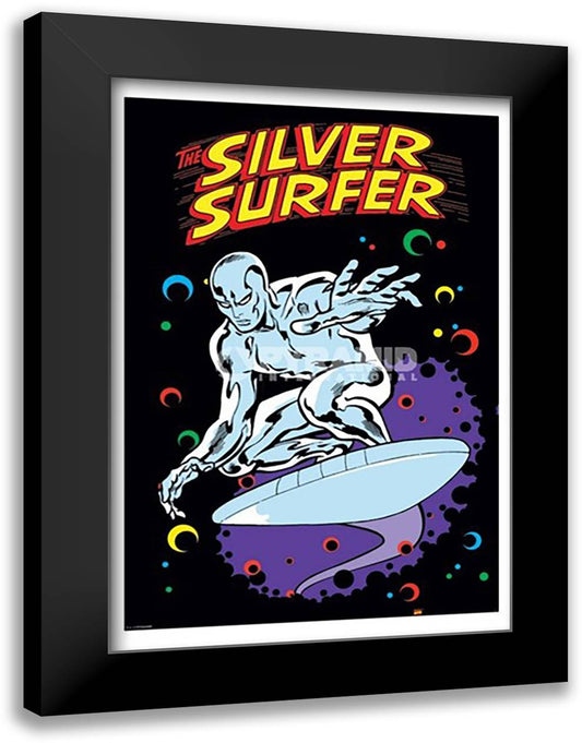 The Silver Surfer (retro) 28x40 Black Modern Wood Framed Art Print Poster