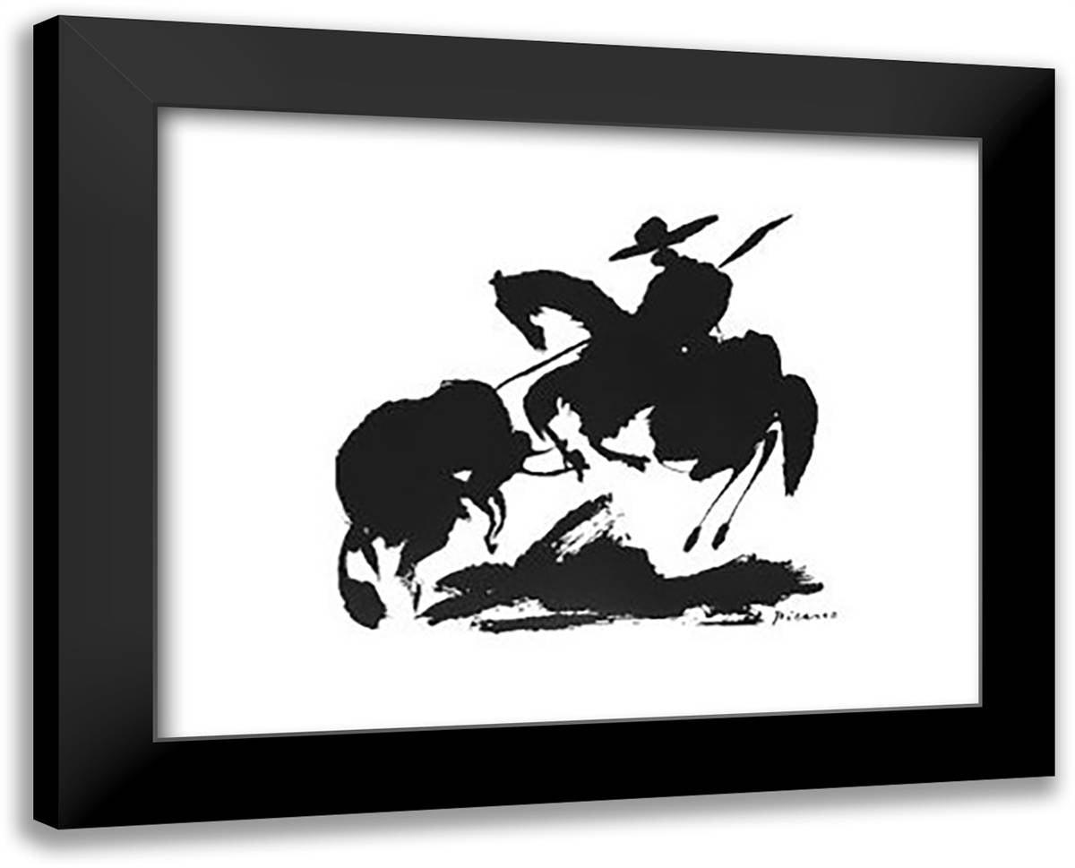 Bullfight I - Horse Air 18x15 Black Modern Wood Framed Art Print Poster by Picasso, Pablo