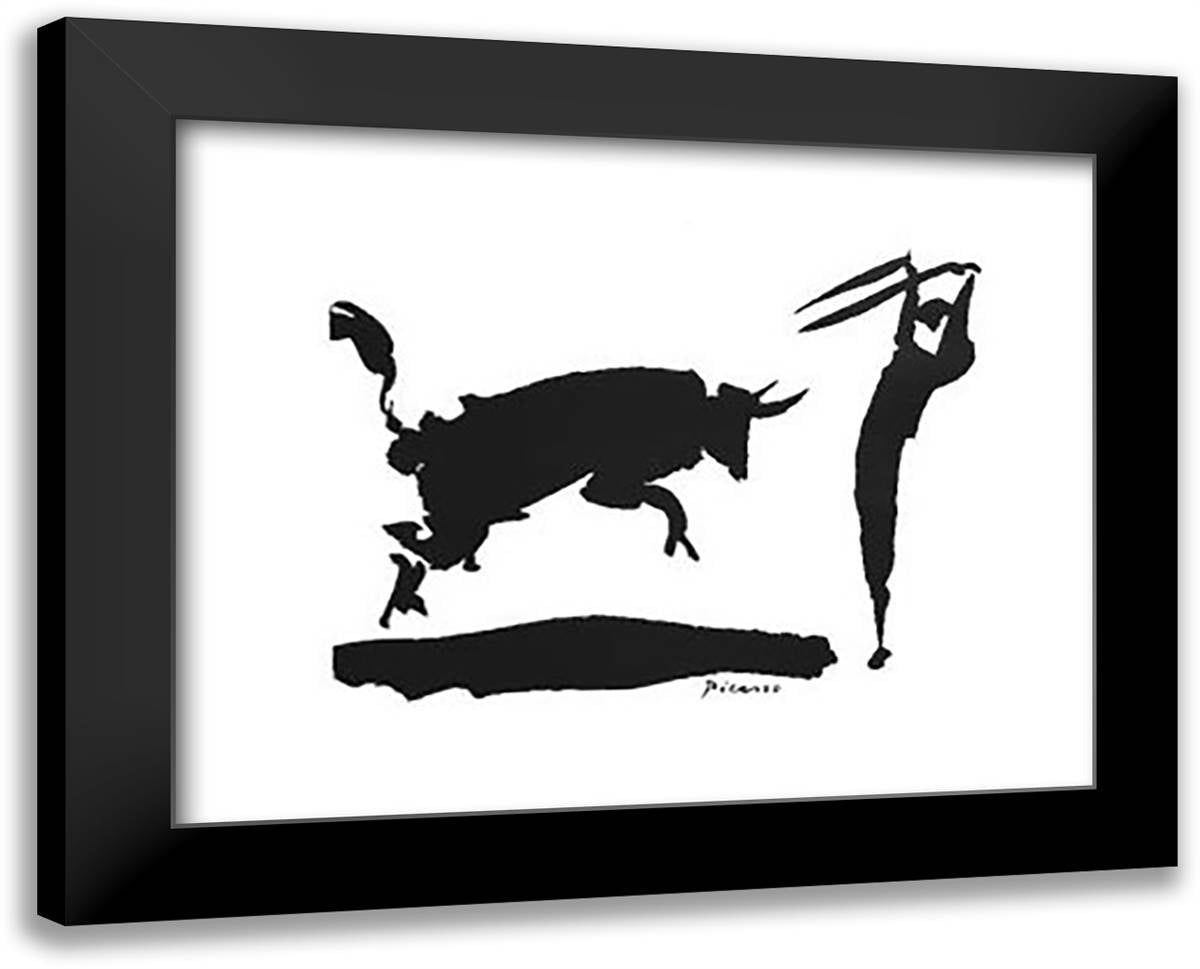 Bullfight III - Picador 18x15 Black Modern Wood Framed Art Print Poster by Picasso, Pablo