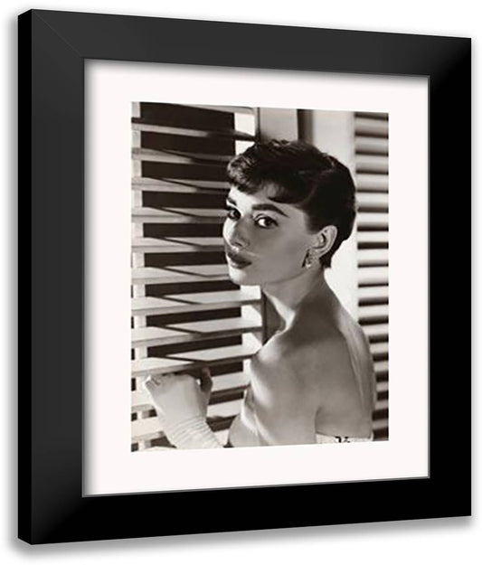 Audrey Hepburn (Blinds) 28x36 Black Modern Wood Framed Art Print Poster