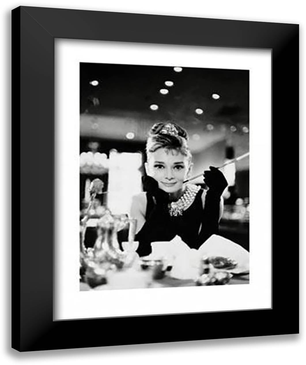 Audrey Hepburn (Breakfast At T 28x36 Black Modern Wood Framed Art Print Poster