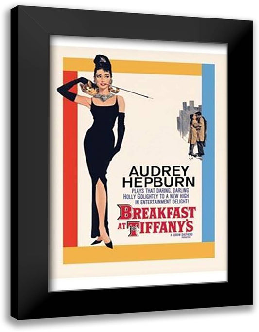 Audrey Hepburn (Breakfast At T 28x36 Black Modern Wood Framed Art Print Poster