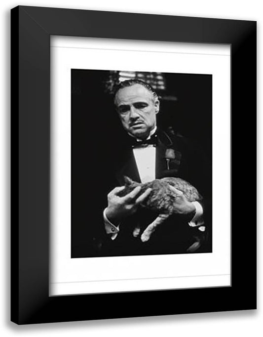 Godfather (Cat Bw) 28x36 Black Modern Wood Framed Art Print Poster