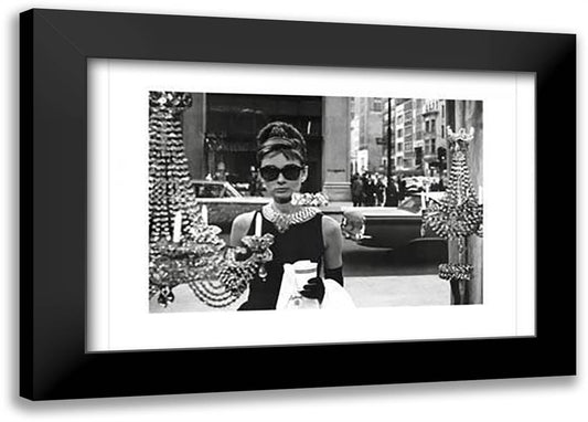 Audrey Hepburn (Window) 36x28 Black Modern Wood Framed Art Print Poster